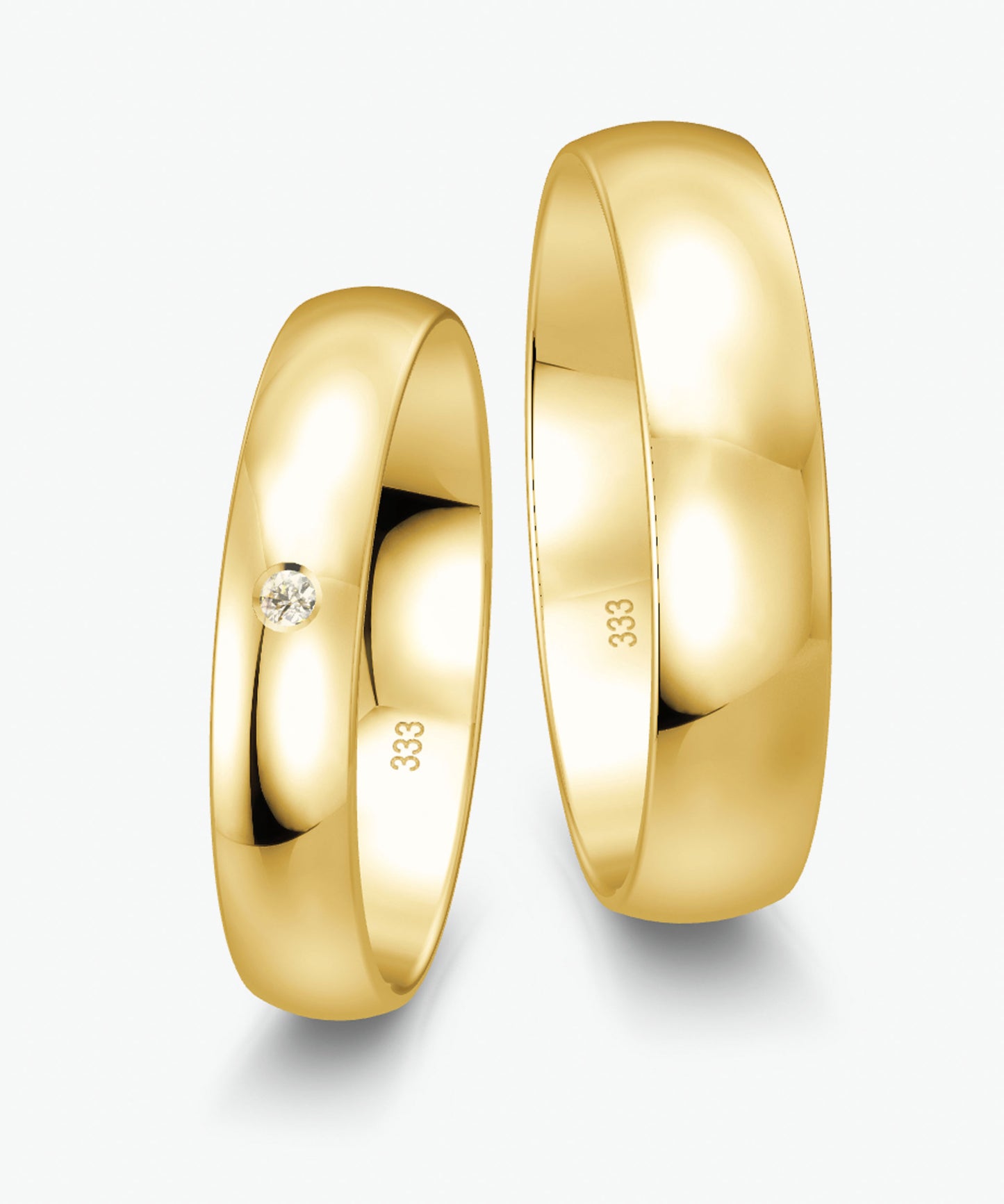 Klassisch 4.0 mm + 5.0 mm - 0.014 ct. Diamanten 333 / Gelbgold