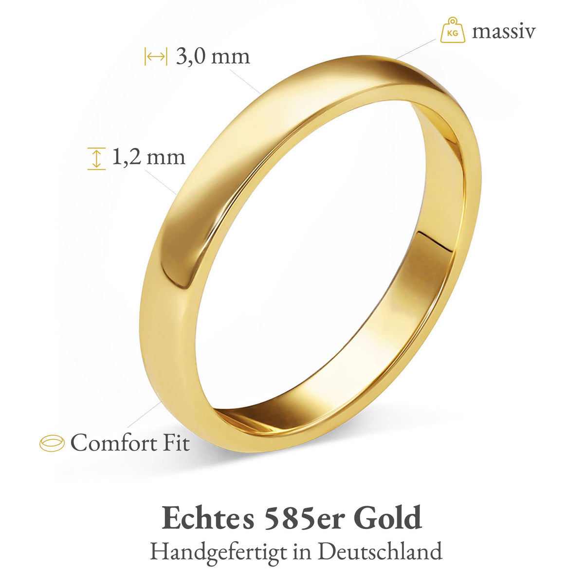 Trauring Klassisch 3.0 mm 585 / Gelbgold (Einzelring)