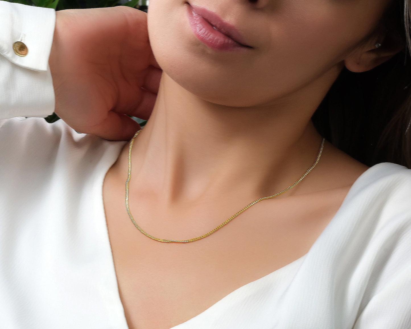 Halskette 14 Karat 585 Goldkette Panzerkette – Feine Echtgold Damen Halskette