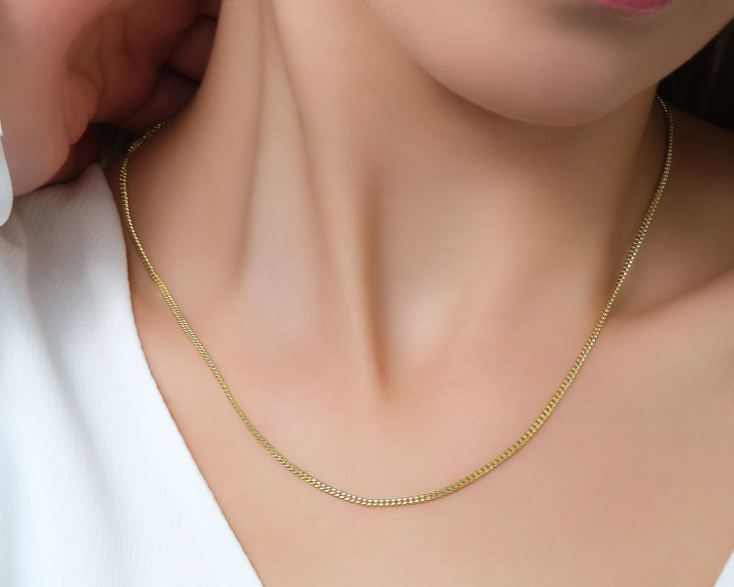 Halskette 14 Karat 585 Goldkette Panzerkette – Feine Echtgold Damen Halskette