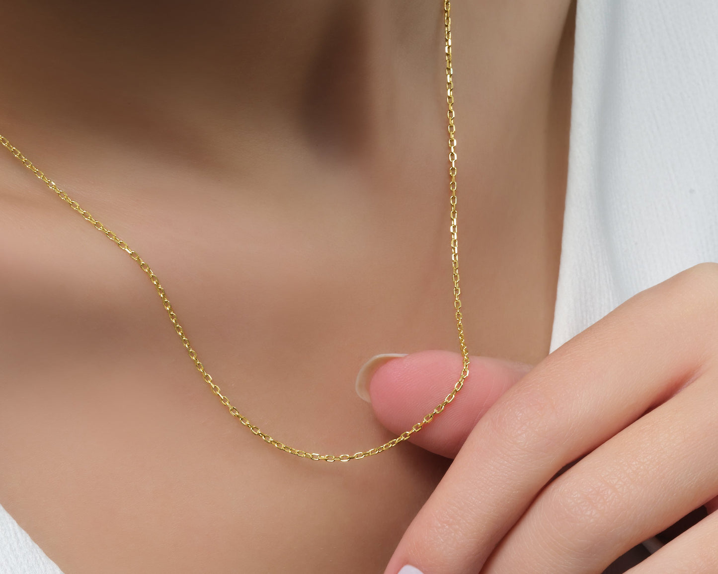 Halskette 14 Karat 585 Gold Ankerkette für Frauen – Feine Echtgold Damen Halskette