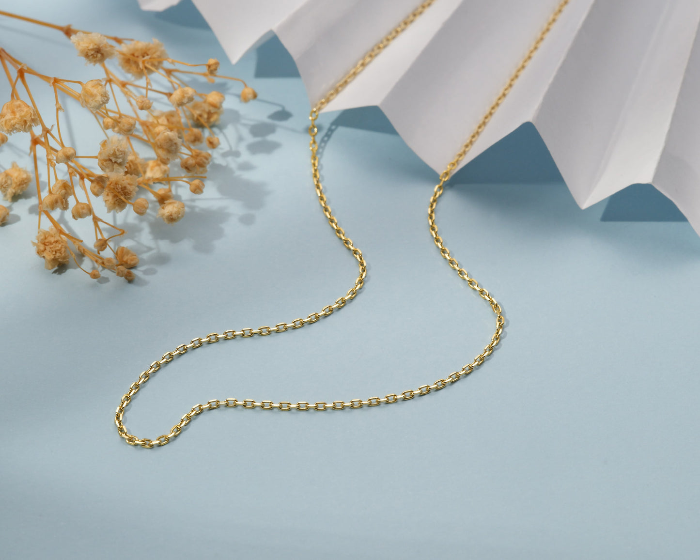 Halskette 14 Karat 585 Gold Ankerkette für Frauen – Feine Echtgold Damen Halskette