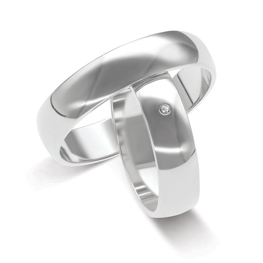 Klassisch 585 4.0 + 5.0 mm poliert - 0.009 ct. Diamant