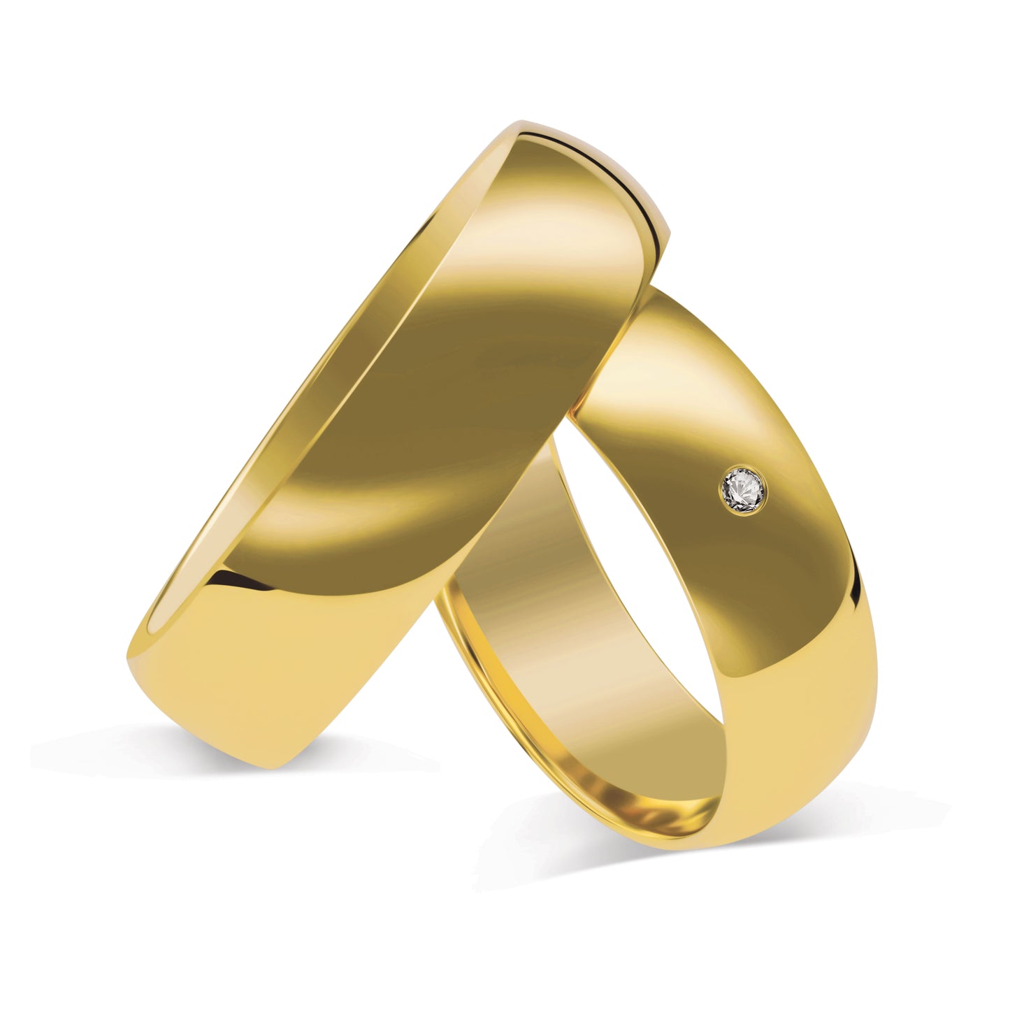 Klassisch 6.0 + 6.0 mm poliert - 0.014 ct. Diamant