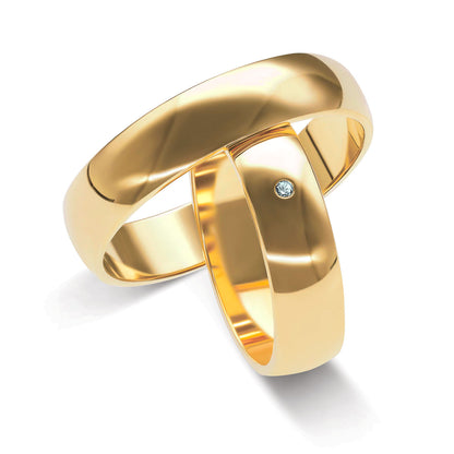 Klassisch 5.0 + 5.0 mm poliert - 0.009 ct. Diamant