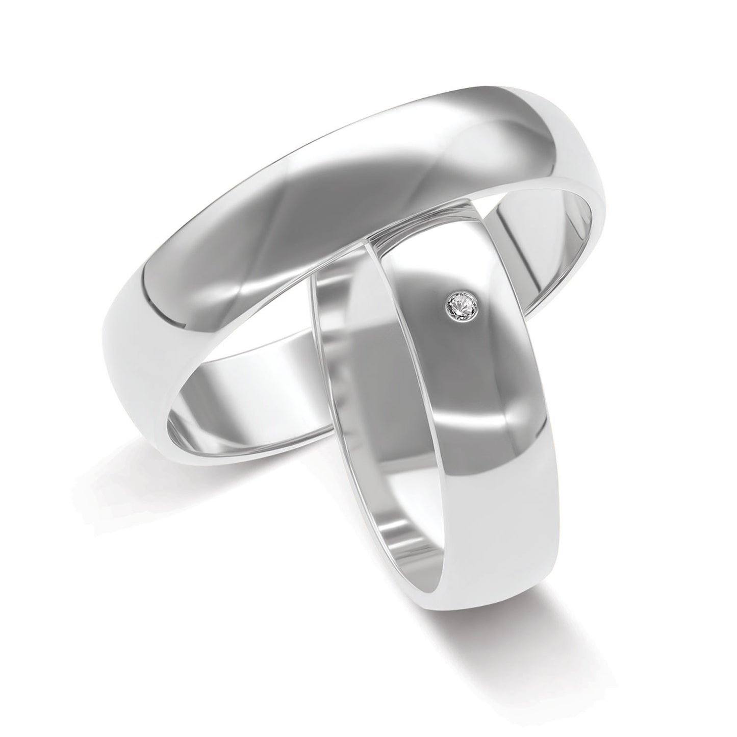 Klassisch 5.0 + 5.0 mm poliert - 0.009 ct. Diamant