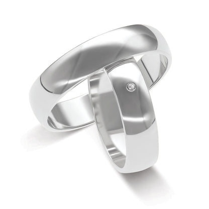 Klassisch 5.0 + 5.0 mm poliert - 0.009 ct. Diamant