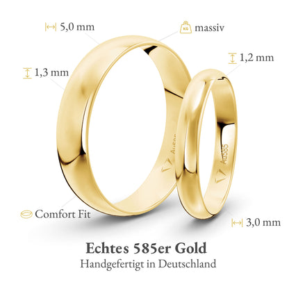 Klassisch 3.0 mm + 5.0 mm 585 / Gelbgold