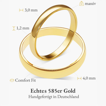 Klassisch 3.0 mm + 4.0 mm 585 / Gelbgold
