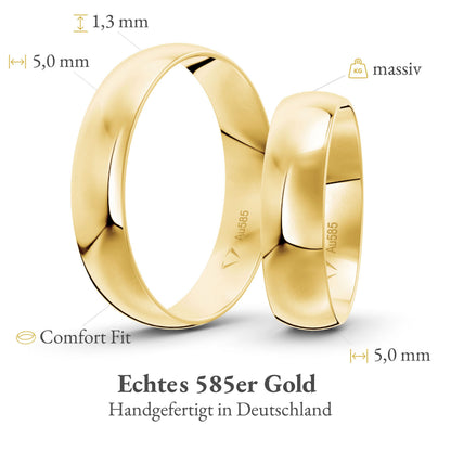 Klassisch 5.0 mm + 5.0 mm 585 / Gelbgold