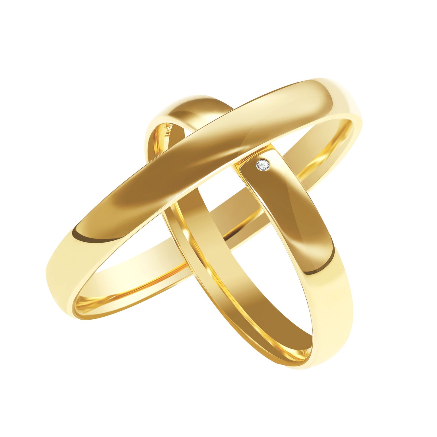 Klassisch 3.0 + 3.0 mm - 0.010 ct. Diamant - poliert