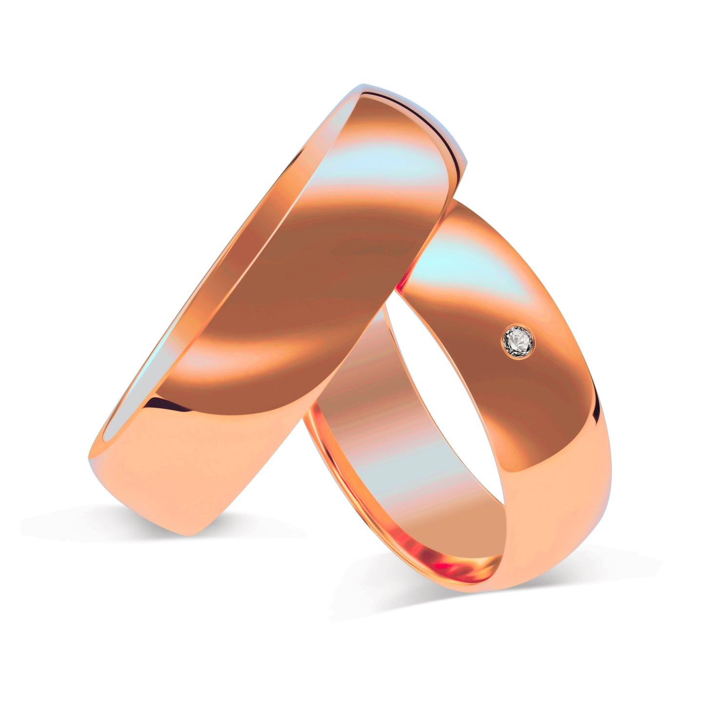Klassisch 6.0 + 6.0 mm poliert - 0.014 ct. Diamant