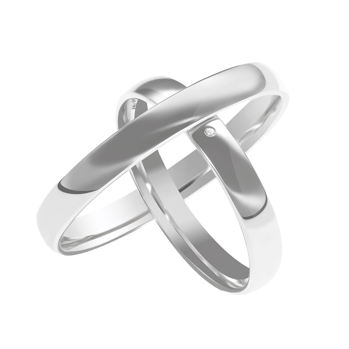 Klassisch 3.0 + 3.0 mm - 0.010 ct. Diamant - poliert