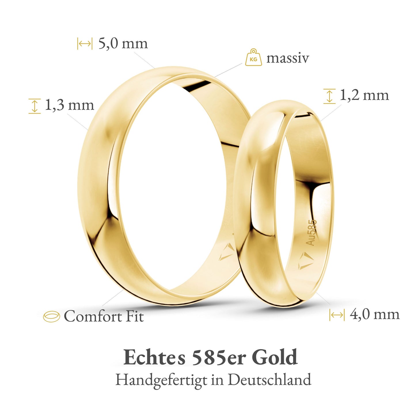 Klassisch 4.0 mm + 5.0 mm 585 / Gelbgold