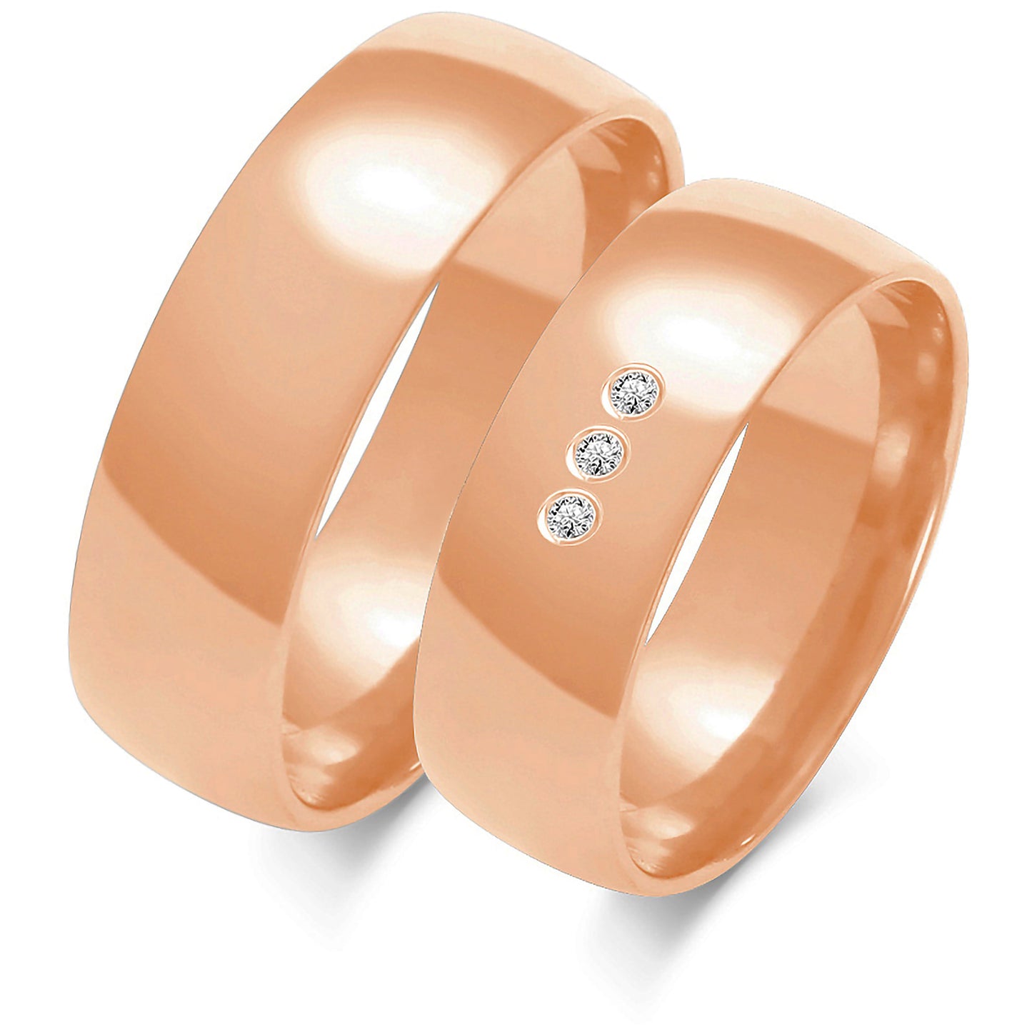 Klassisch 6.50 mm + 6.50 mm - 0,042 ct. Diamanten