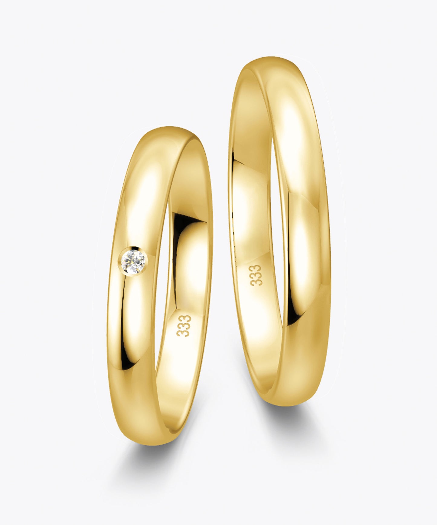 Klassisch 3.0 mm + 3.0 mm - 0.014 ct. Diamanten 333 / Gelbgold