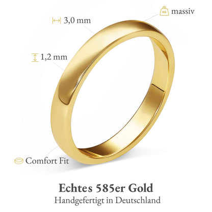 Trauring Klassisch 3.0 mm 585 / Gelbgold (Einzelring)