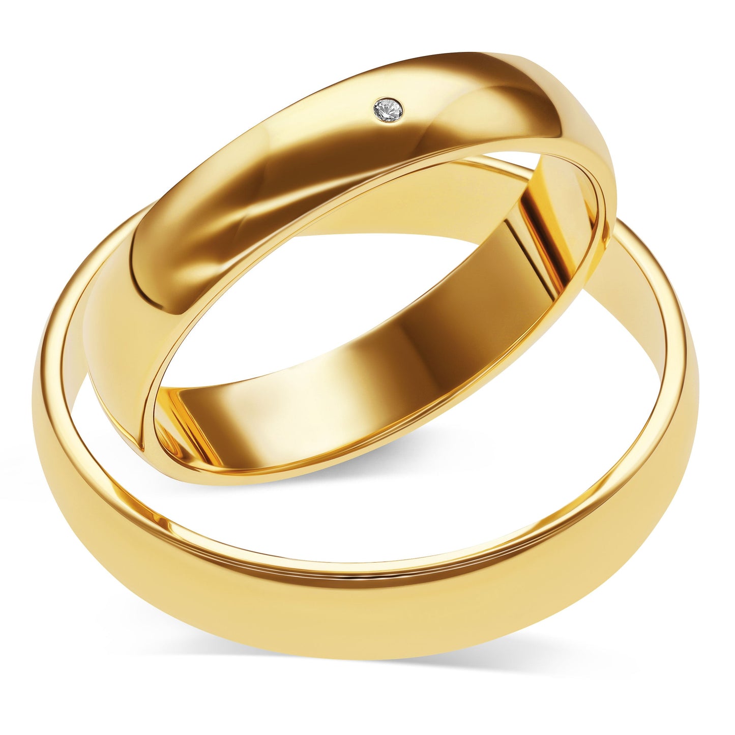 Klassisch 3.0 mm + 4.0 mm - 0.01 ct. Diamanten 585 / Gelbgold