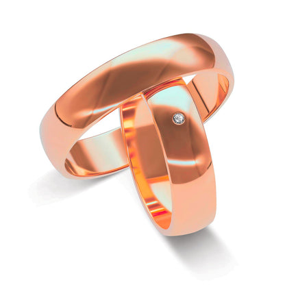 Klassisch 4.0 mm + 5.0 mm poliert - 0.009 ct. Diamanten 585