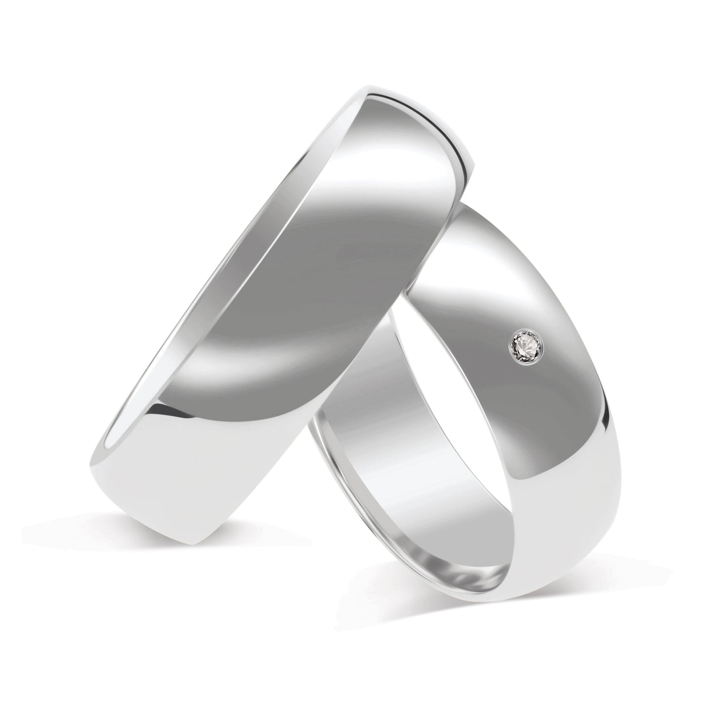 Klassisch 6.0 mm + 6.0 mm poliert - 0.014 ct. Diamant