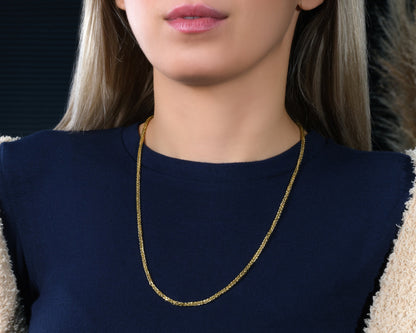 Halskette 14 Karat 585 Goldkette Modell "Panzer"  – Feine Echtgold Damen Halskette