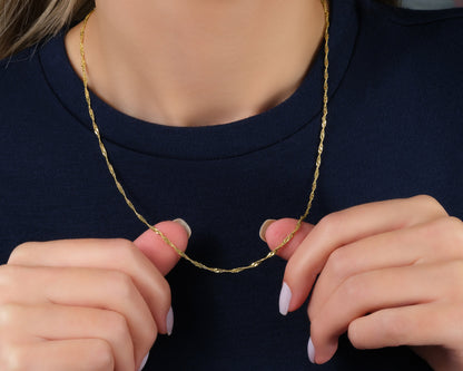 Halskette 14 Karat 585 Goldkette Modell "Forza" – Feine Echtgold Damen Halskette