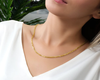 Halskette 14 Karat 585 Goldkette Modell "Panzer"  – Feine Echtgold Damen Halskette