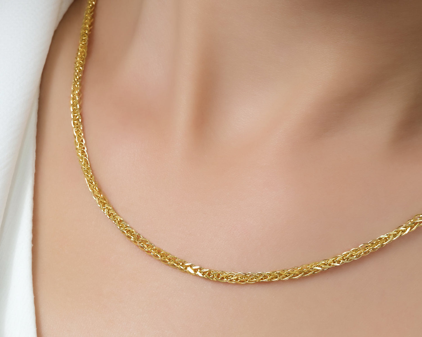 Halskette 14 Karat 585 Goldkette Modell "Panzer"  – Feine Echtgold Damen Halskette
