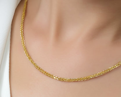 Halskette 14 Karat 585 Goldkette Modell "Panzer"  – Feine Echtgold Damen Halskette
