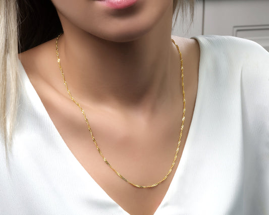 Halskette 14 Karat 585 Goldkette Modell "Forza" – Feine Echtgold Damen Halskette