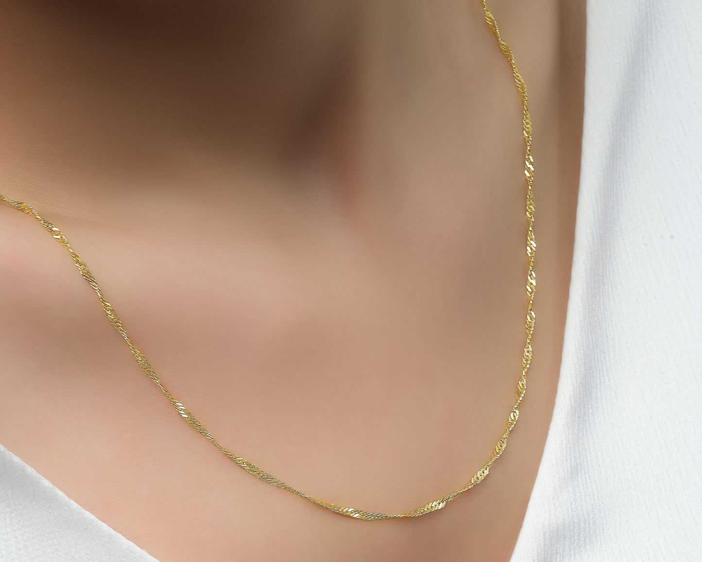 Halskette 14 Karat 585 Goldkette Modell "Forza" – Feine Echtgold Damen Halskette