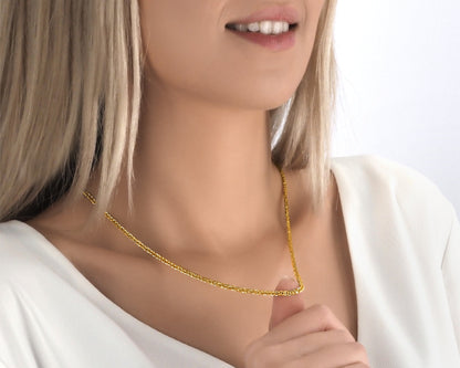 Halskette 14 Karat 585 Goldkette Modell "Panzer"  – Feine Echtgold Damen Halskette