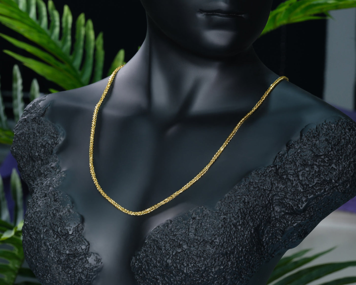 Halskette 14 Karat 585 Goldkette Modell "Panzer"  – Feine Echtgold Damen Halskette